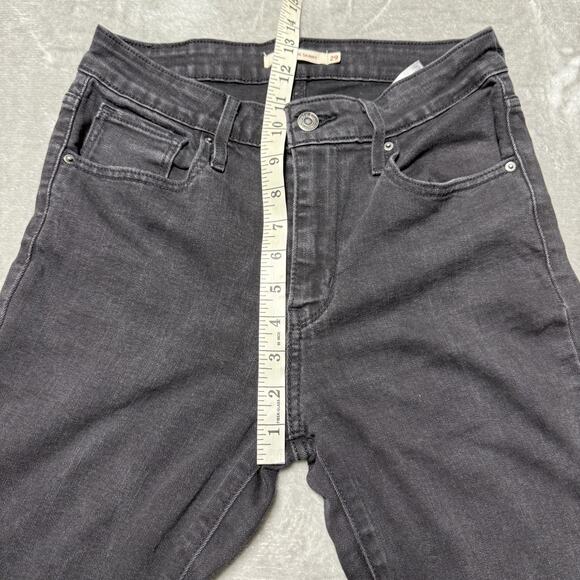 Levis 721 Jeans Womens 29x34 Black Dark Wash Cotton Stretch Straight Slim Fit - Picture 9 of 13